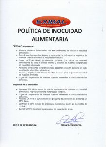 Política de Inocuidad Exibal