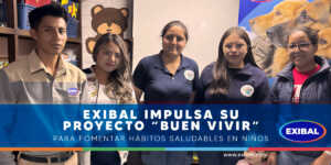 Equipo de Exibal mostrando el proyecto Buen Vivir para fomentar hábitos saludables en niños