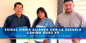 Firma de convenio entre Exibal y la Escuela Canina GUAU‑K9 para fortalecer el adiestramiento canino en Riobamba