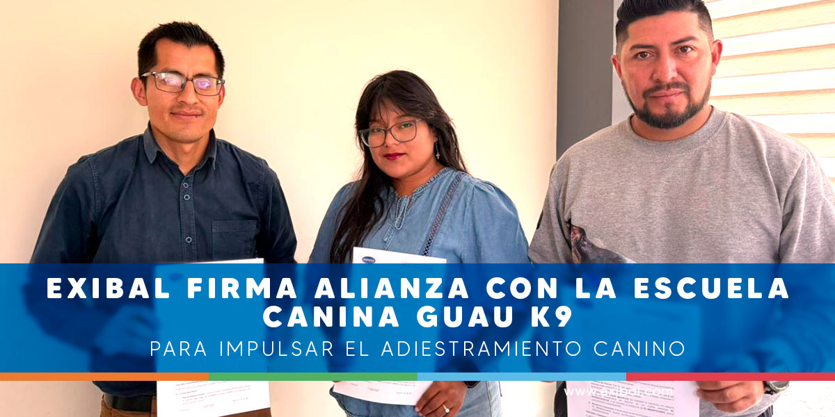 Firma de convenio entre Exibal y la Escuela Canina GUAU‑K9 para fortalecer el adiestramiento canino en Riobamba